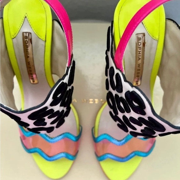 Colorful Fun Sophia Webster Leopard Print Sandals Heels - Picture 2 of 5